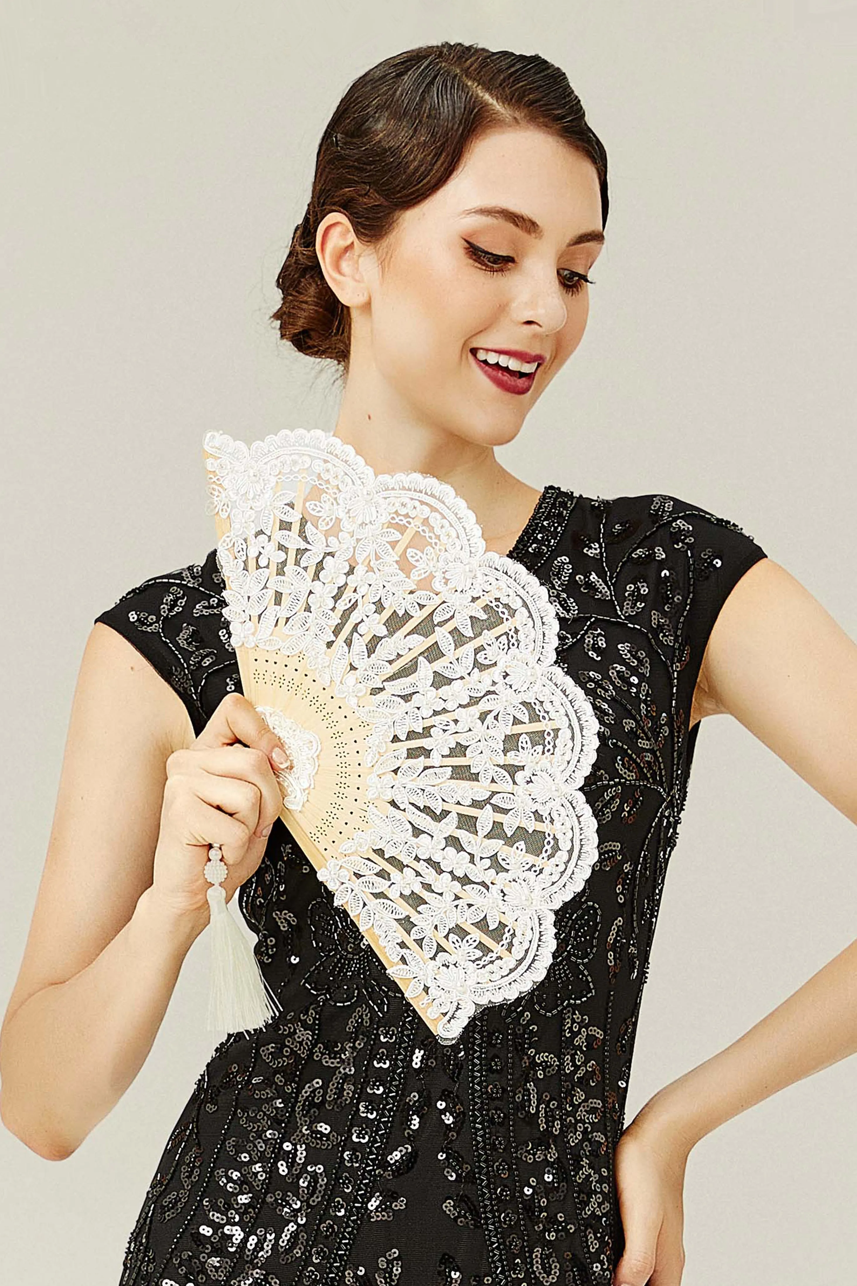 Exquisite Non-Foldable Lace Fan