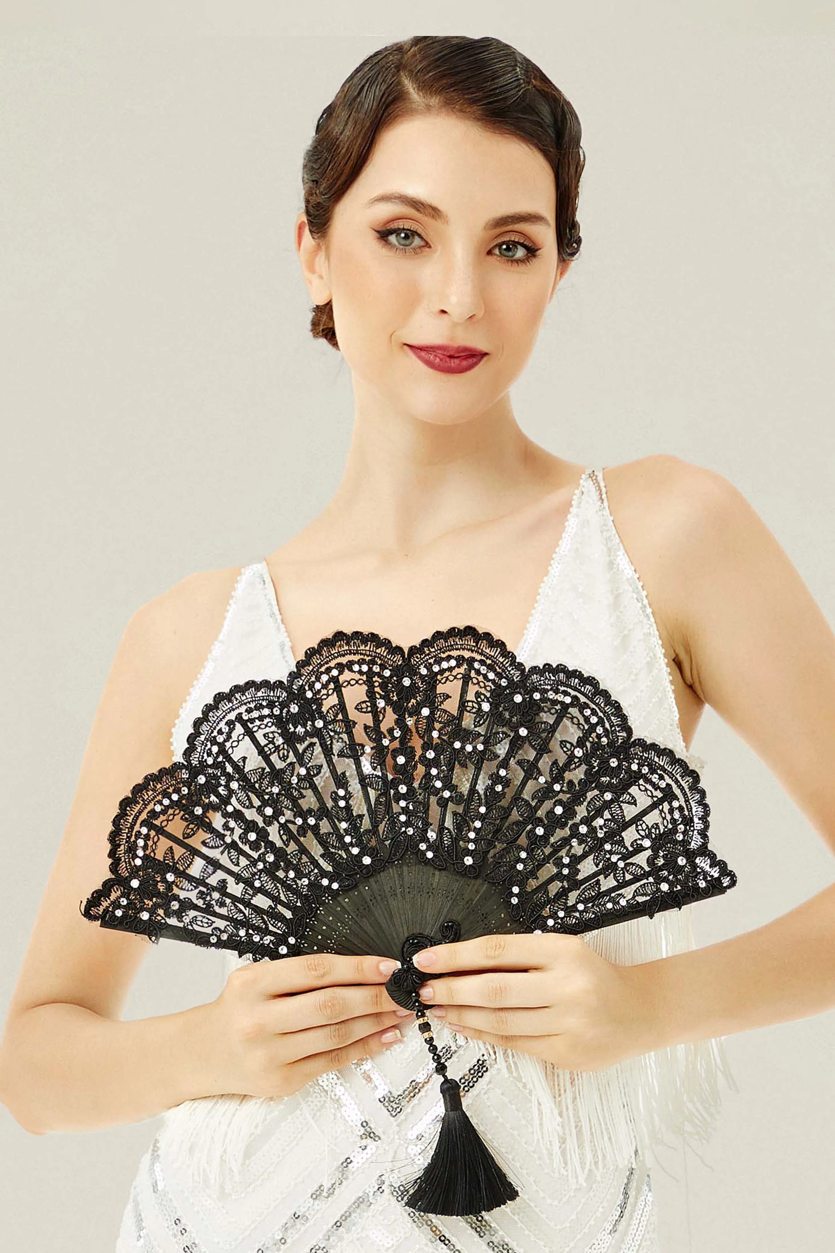 Exquisite Non-Foldable Lace Fan