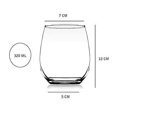 Femora Clear Glass Scotch Glass Wine Glass Juice Glass Tumbler - 320 ml, Set of 4