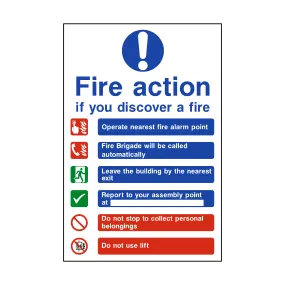 Fire Action Lift & Automatic Alarm Sticker