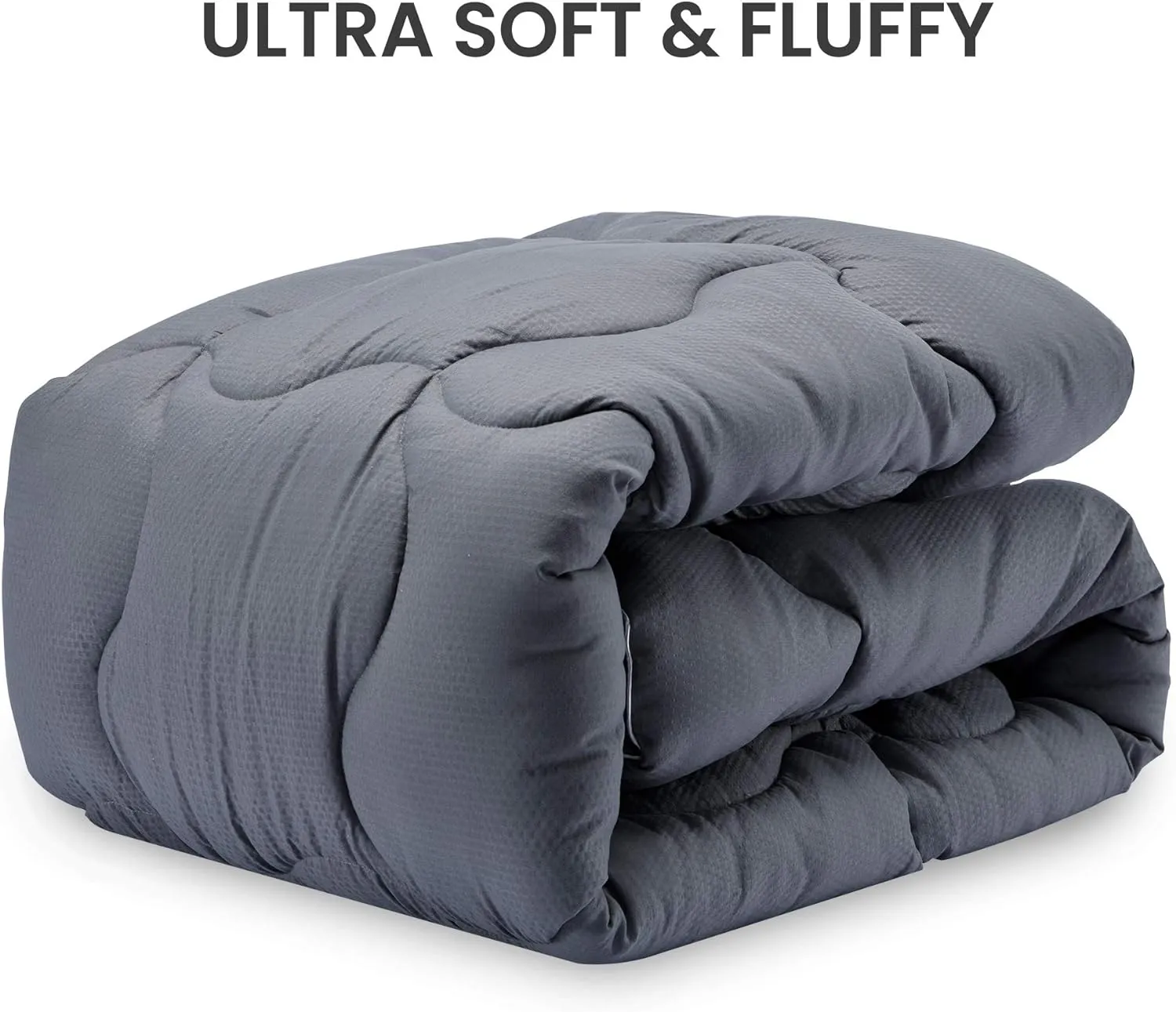 Fluffy Quilted Cooling Mattress Topper Grey