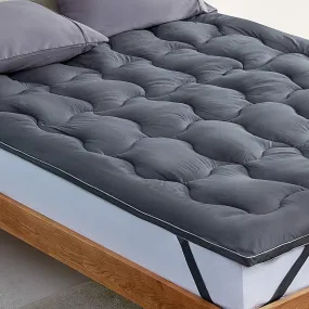 Fluffy Quilted Cooling Mattress Topper Grey