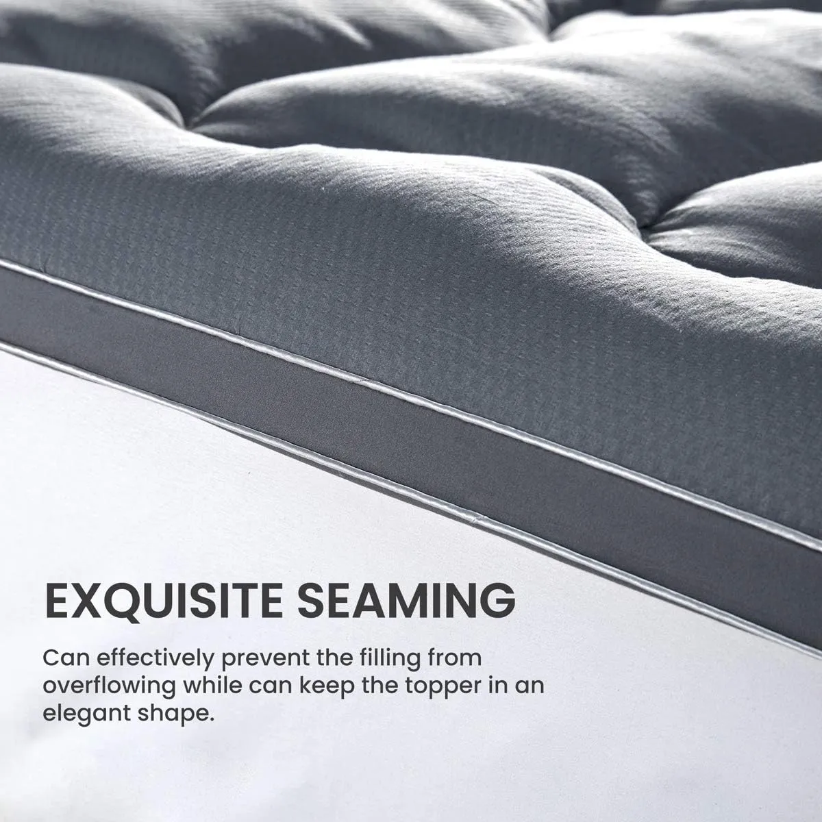 Fluffy Quilted Cooling Mattress Topper Grey