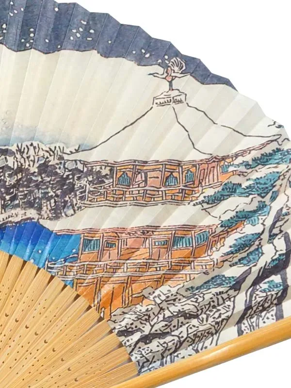 Folding Fan. Double-Sided Design made in Kyoto, Japan. Japanese Hand Fan. "Kinkaku-ji Temple,Kyoto / 金閣寺1392"