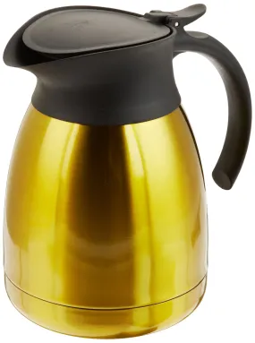 Genuine Joe GJO11951CT Classic Vacuum-Insulated Carafe with Flip-top Lid, 1.2 L Capacity, Stainless Steel/Gold (6 Units)