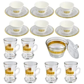 Glass Cup & Ceramic Cawa Cup Set 19 Pieces