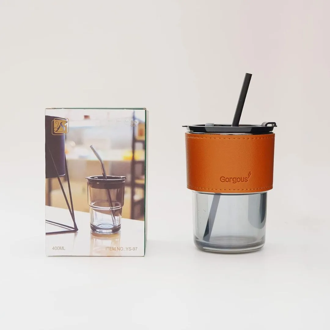 Glass Cup with Lid and Straw | Reusable Travel Coffee Cup with Silicone Sleeve