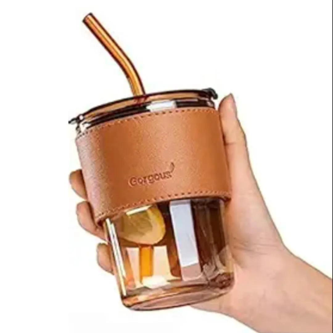 Glass Cup with Lid and Straw | Reusable Travel Coffee Cup with Silicone Sleeve