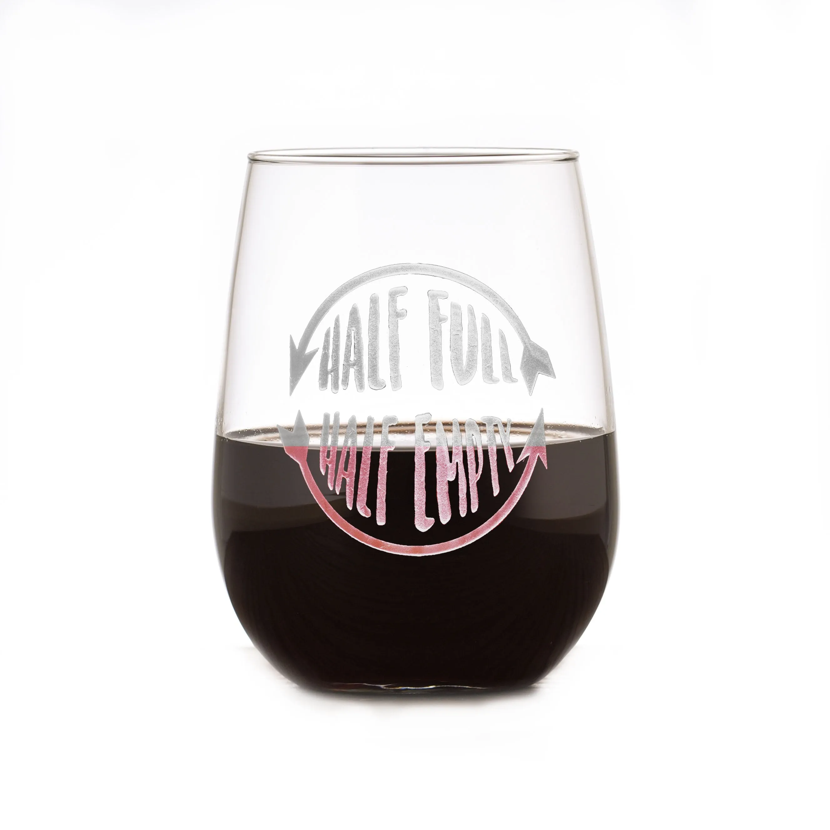 Glass Half Full Half Empty Stemless Wine  Gift