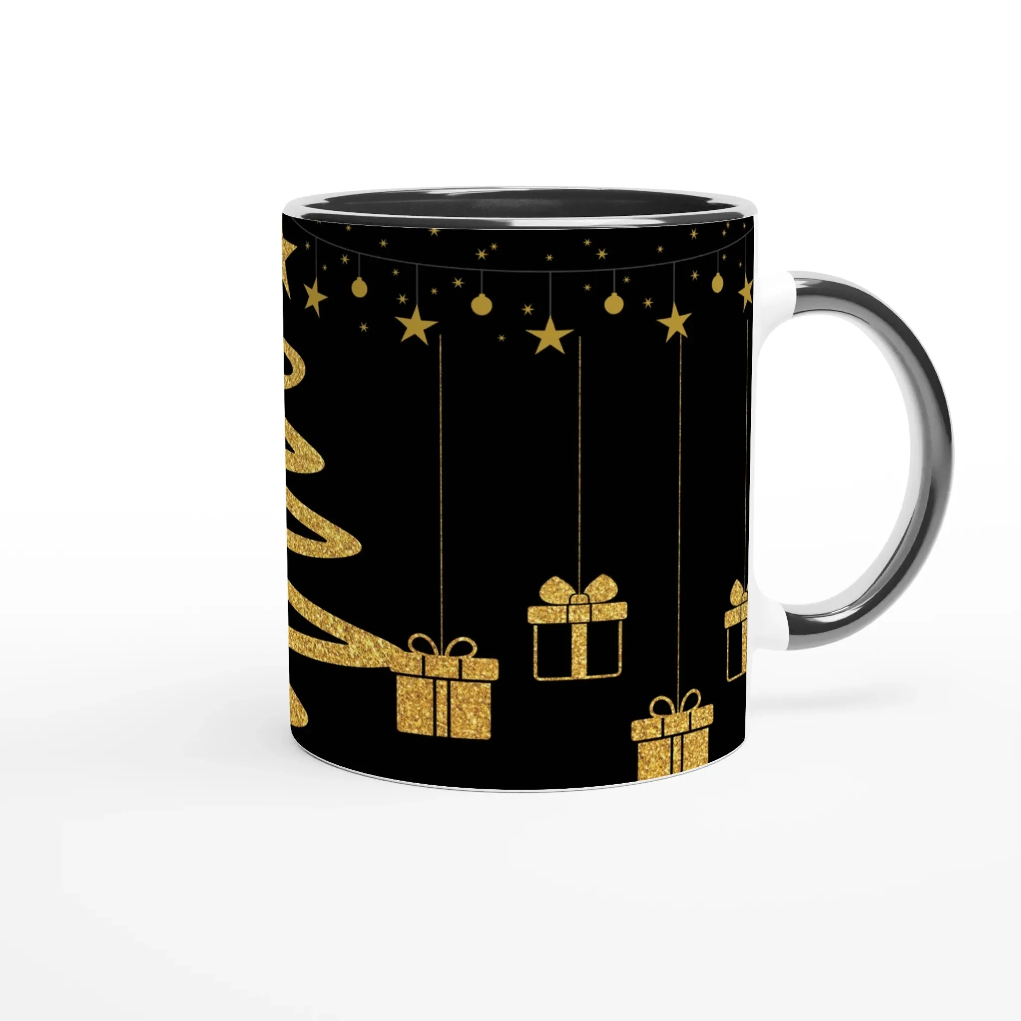 Golden Christmas Tree and Gifts Print