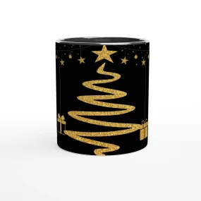 Golden Christmas Tree and Gifts Print