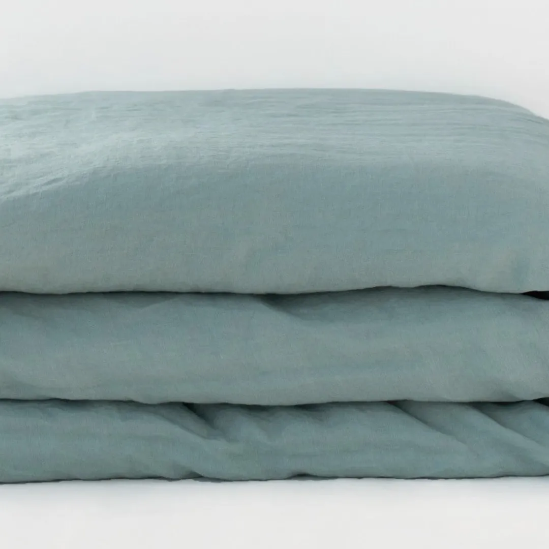 Green Milieu Linen Duvet Cover