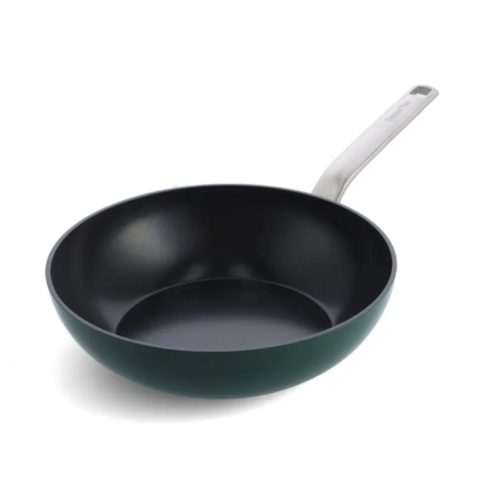 GreenPan Evolution 28cm Wok, Pine Green [PFAS FREE]