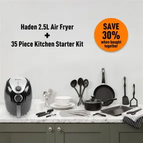 Haden 2.5L Air Fryer   35-Piece Kitchen Starter Kit