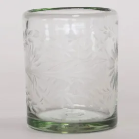 Hand Blown and Etched Glass - Old-Fashioned Glass