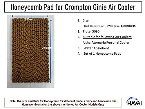 HAVAI Honeycomb Pad for Crompton Ginie 7 Litre Personal Cooler