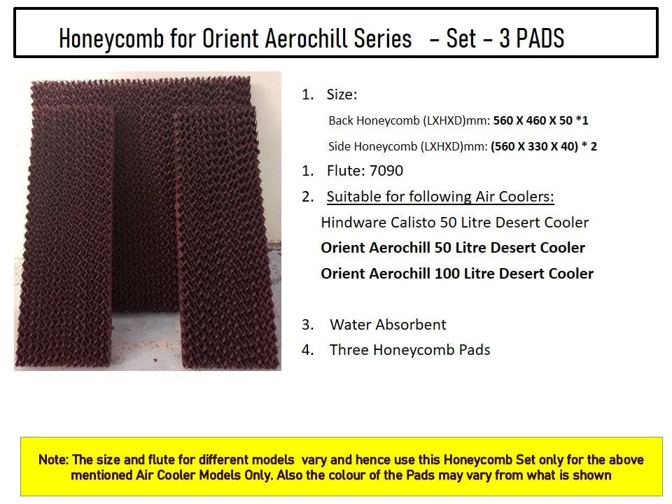 HAVAI Honeycomb Pad - Set of 3 - for Orient Aerochill 100 Litre Desert Cooler