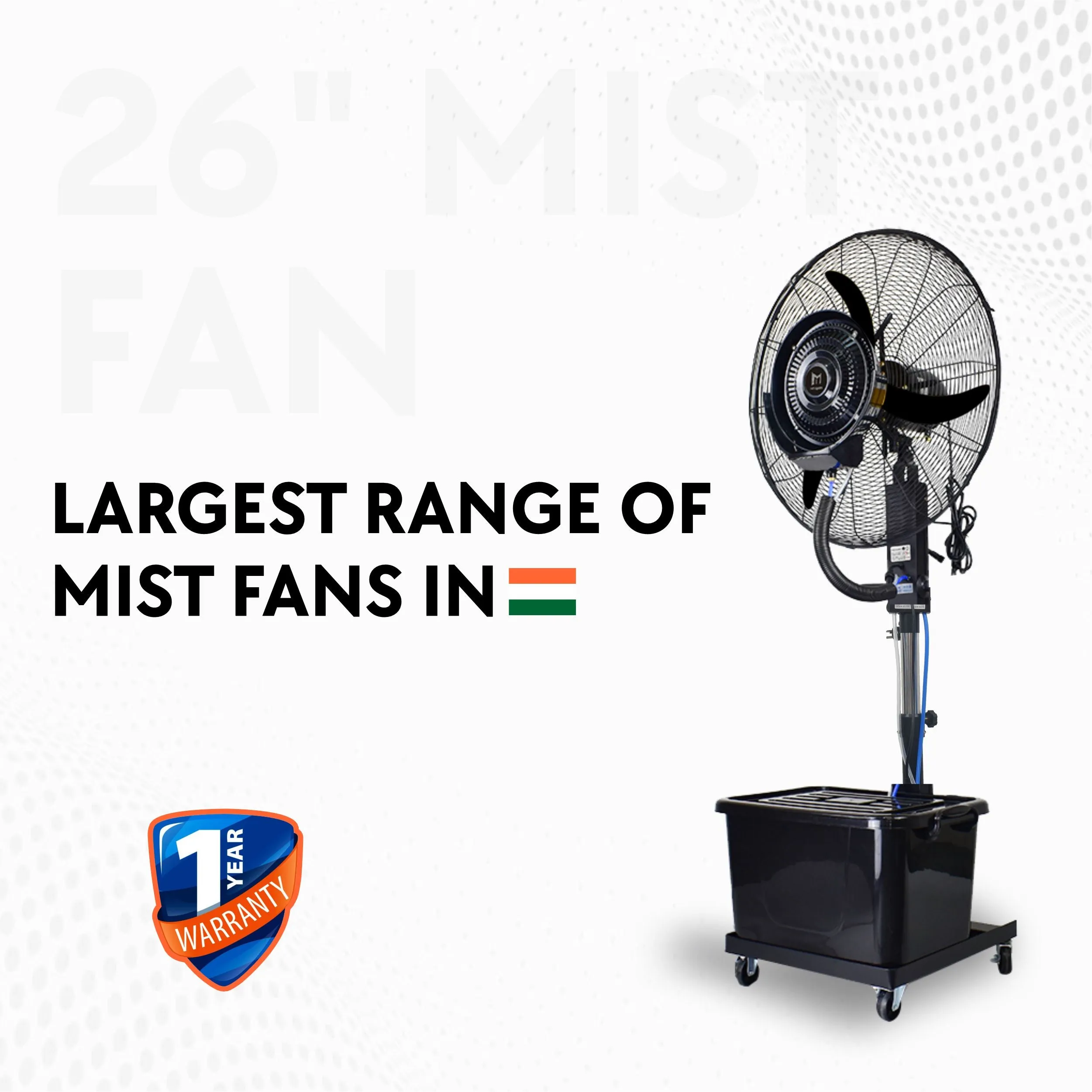 HAVAI Mist Fan 26 inch with Adjustable Rod, 41 Litre Tank, Assembly Included