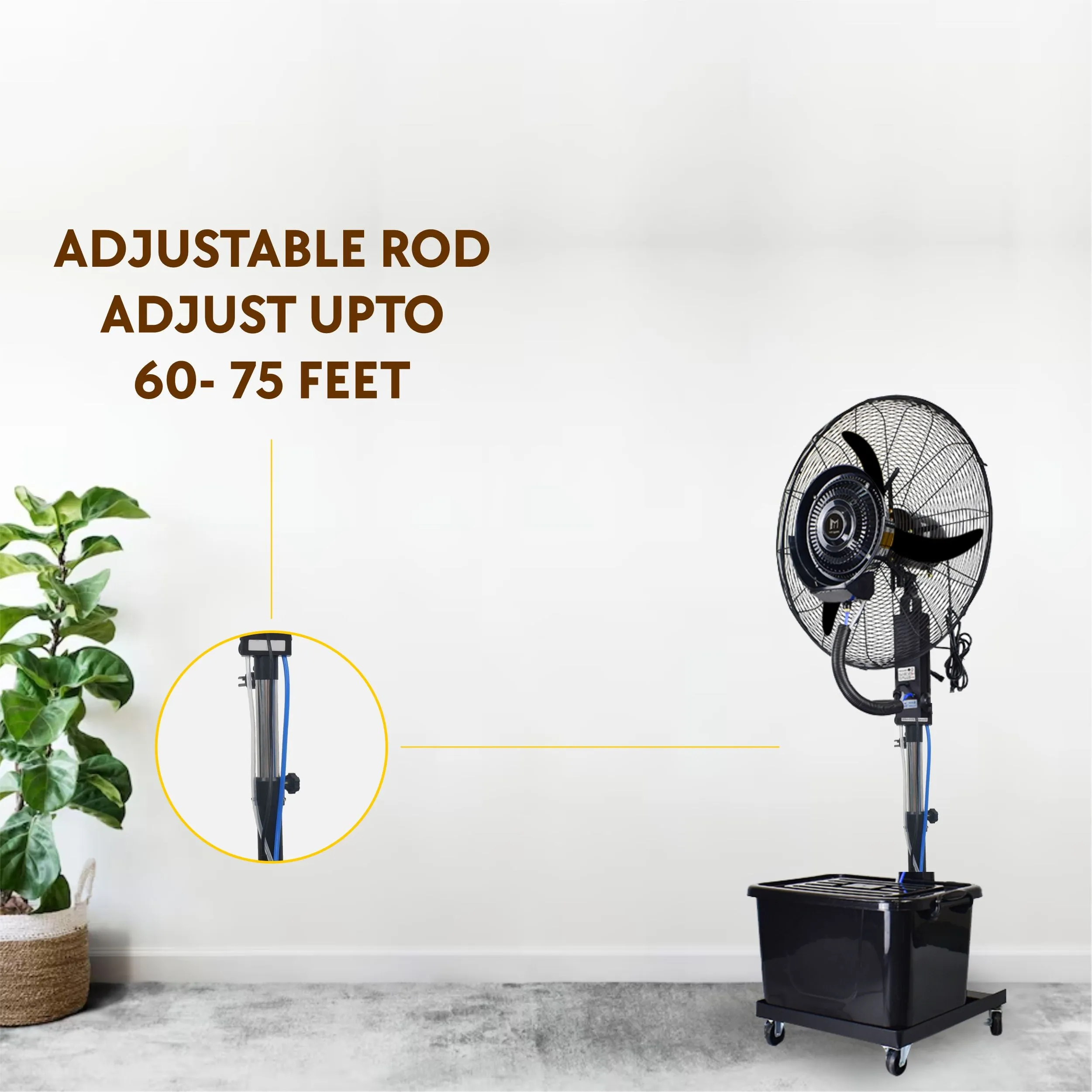 HAVAI Mist Fan 26 inch with Adjustable Rod, 41 Litre Tank, Assembly Included