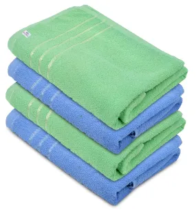 Heart Home Premium Design Soft Cotton Bath Towel, 30"x60", Pack of 4 (Green & Black)