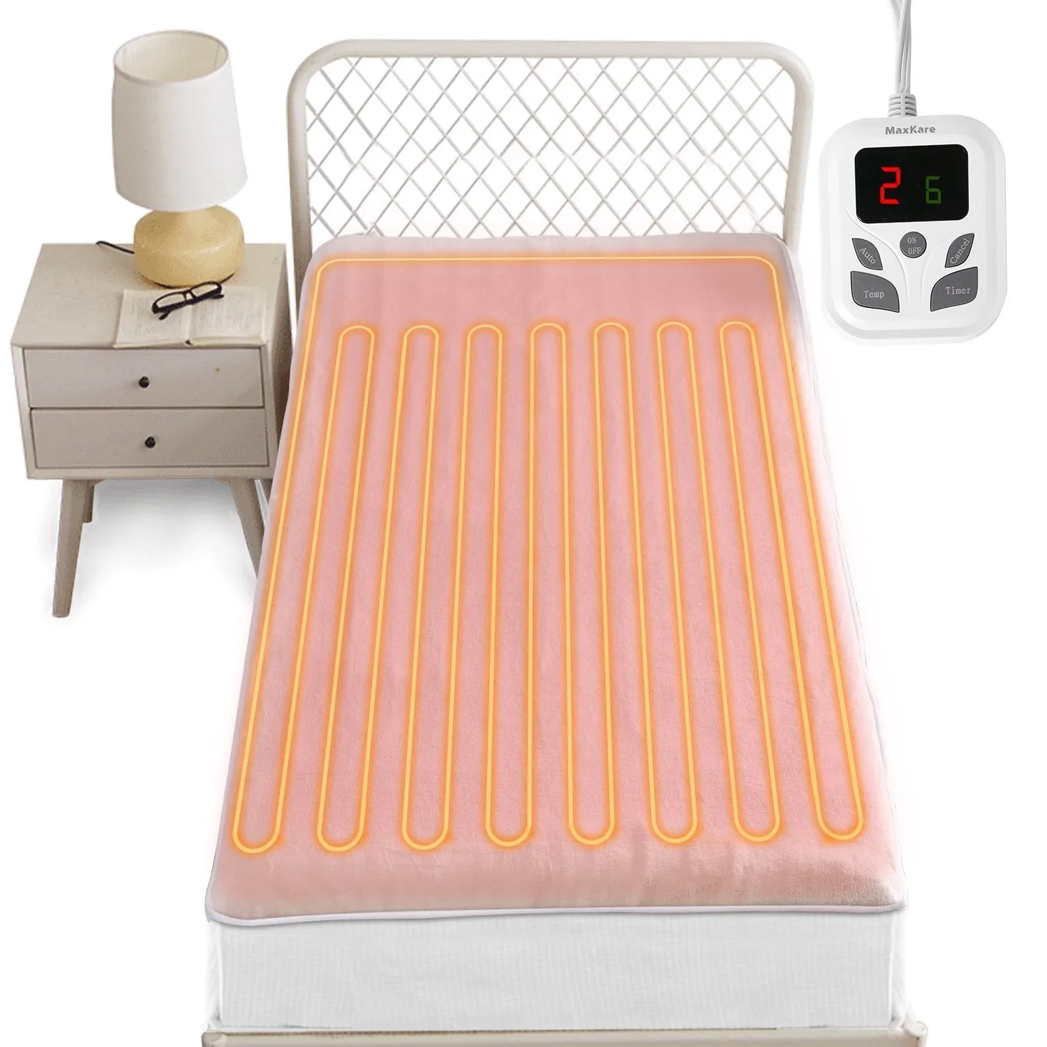 Heated Mattress Pad Underblanket Dual Controller for 2 Users Soft Flannel 10 Heating Levels & 9 Timer Settings Fast Heating,Twin