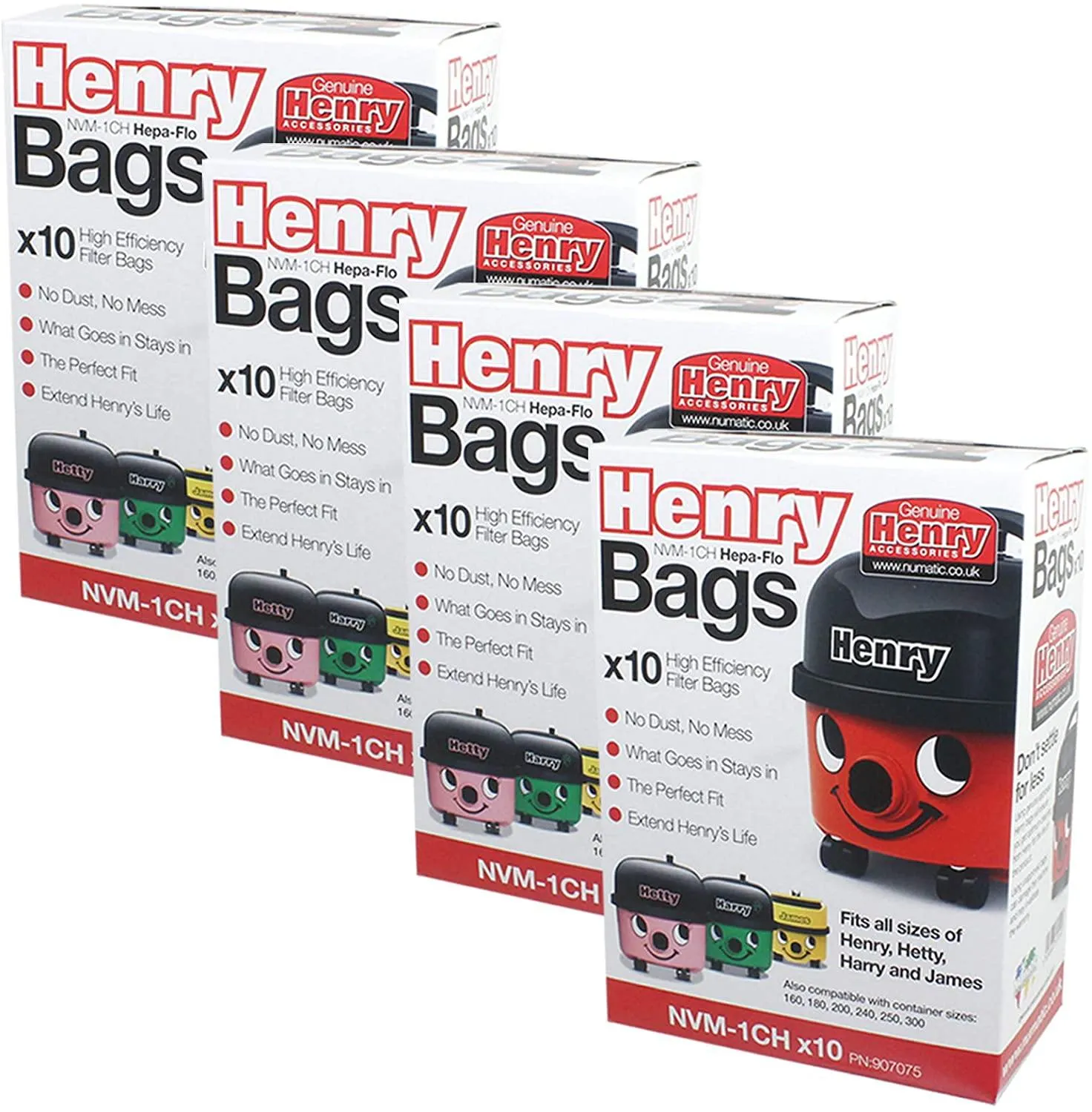 Henry NVM-1CH HepaFlo Vacuum Bags Box of 8 x Packs of 10