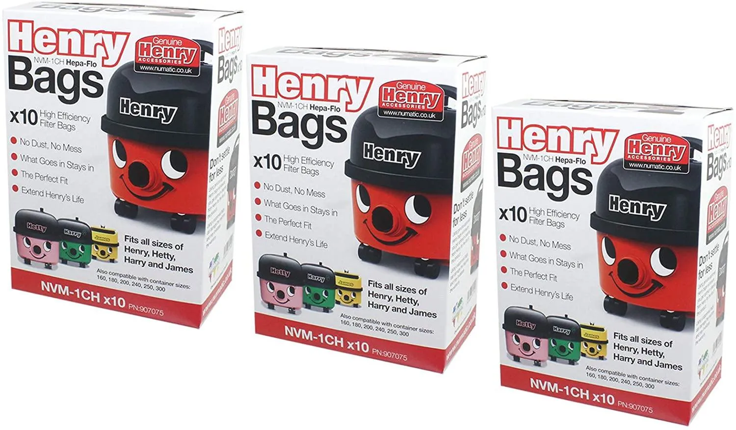 Henry NVM-1CH HepaFlo Vacuum Bags Box of 8 x Packs of 10