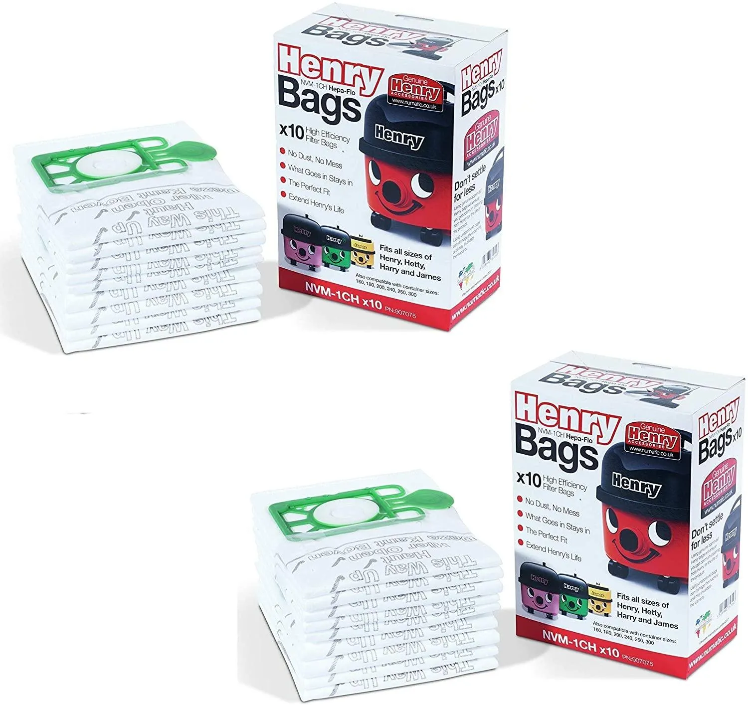 Henry NVM-1CH HepaFlo Vacuum Bags Box of 8 x Packs of 10