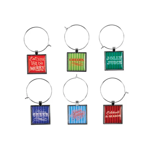 Holiday Enamel Wine Charms