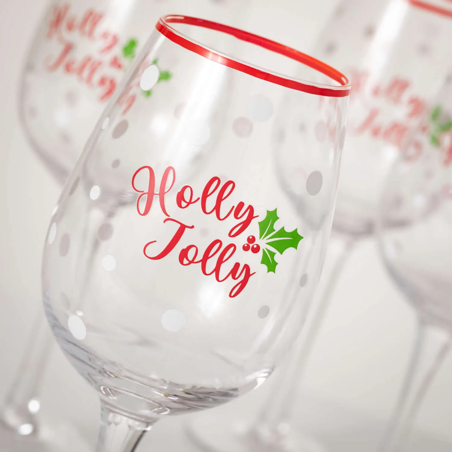 Holly Jolly Wine Glass Set