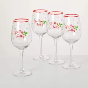 Holly Jolly Wine Glass Set