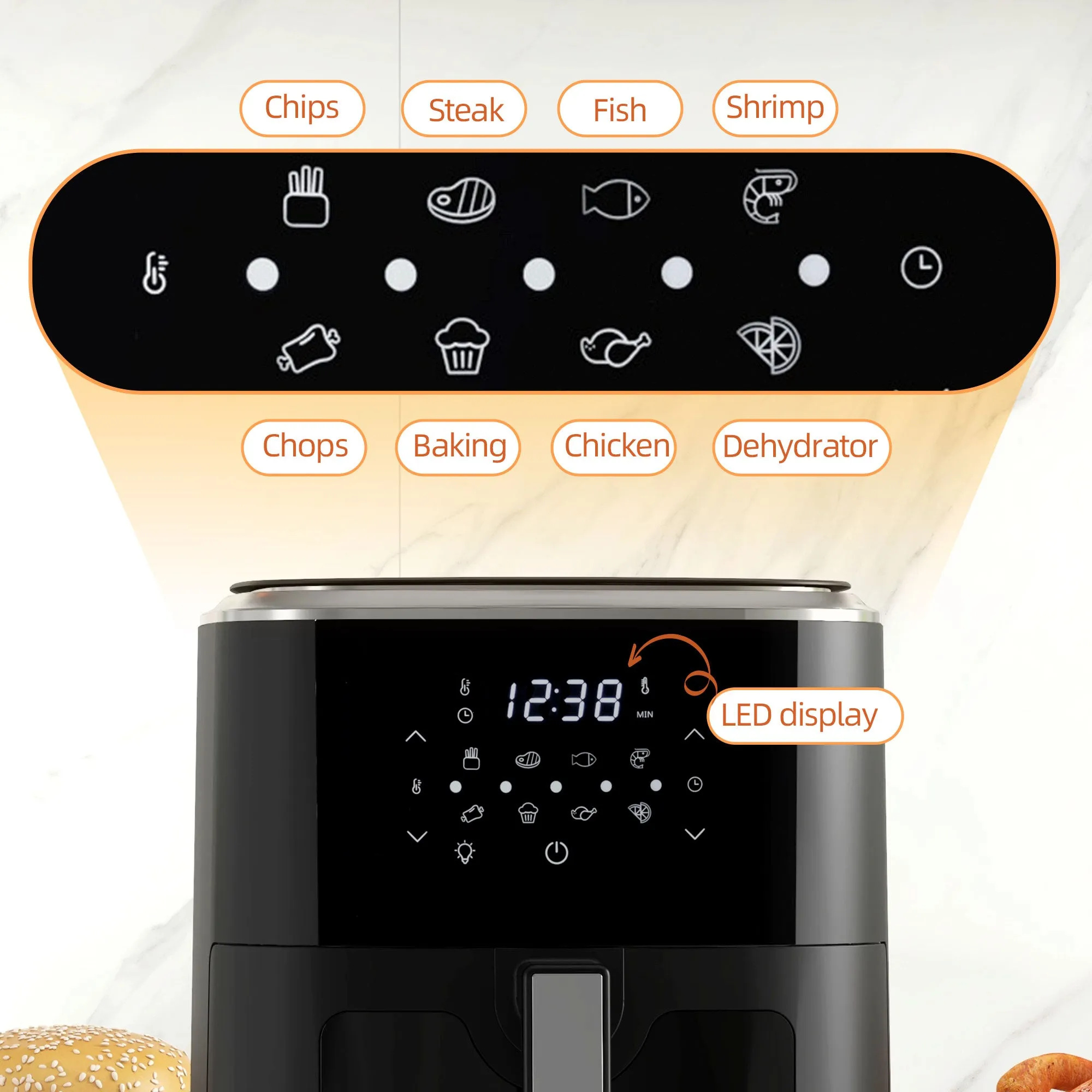 HOMCOM 6.7L Air Fryer w/ Digital Display Rapid Air Circulation Cookbook