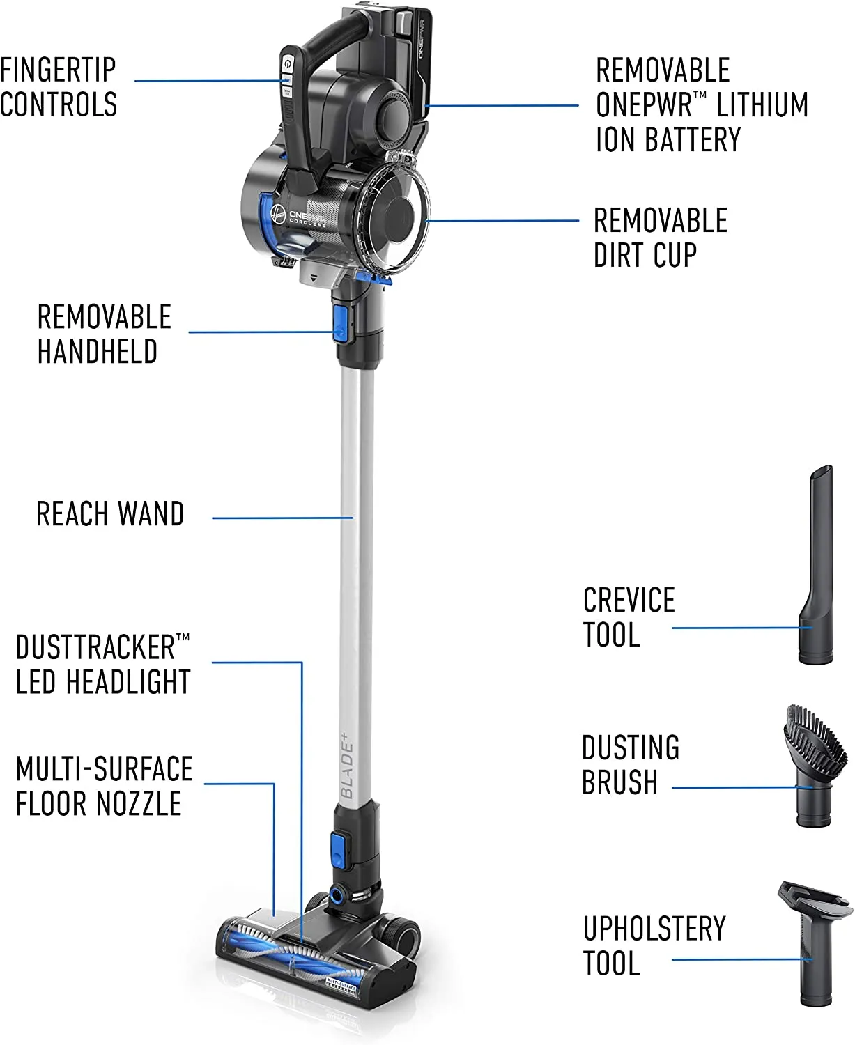 Hoover ONEPWR Blade  Lightweight Cordless Stick Vacuum Cleaner - BH53310V