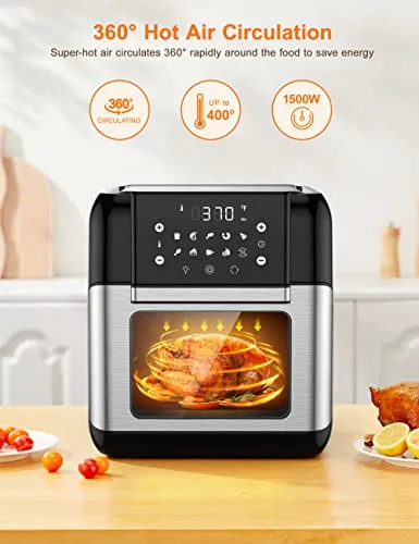 Innsky 10.6 Quart Air Fryer Oven with Rotisserie & Dehydrator, 【Patent & Safety Certs】10-in-1 Hot Air Fryers Toaster Oven Combo, Airfryer Countertop Oven, 6 Accessories, 32  Recipes, ETL Certified, 1500W