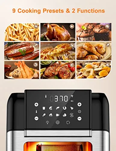 Innsky 10.6 Quart Air Fryer Oven with Rotisserie & Dehydrator, 【Patent & Safety Certs】10-in-1 Hot Air Fryers Toaster Oven Combo, Airfryer Countertop Oven, 6 Accessories, 32  Recipes, ETL Certified, 1500W