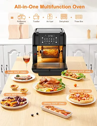 Innsky 10.6 Quart Air Fryer Oven with Rotisserie & Dehydrator, 【Patent & Safety Certs】10-in-1 Hot Air Fryers Toaster Oven Combo, Airfryer Countertop Oven, 6 Accessories, 32  Recipes, ETL Certified, 1500W