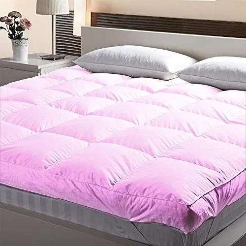 Jaipur Linen Double Bed Microfibre Mattress Padding/Topper with Waterproof and DustProof Mattress Cover/Mattress Protector for 5 Star Hotel Feel- Pink-72 Inch X 75 Inch