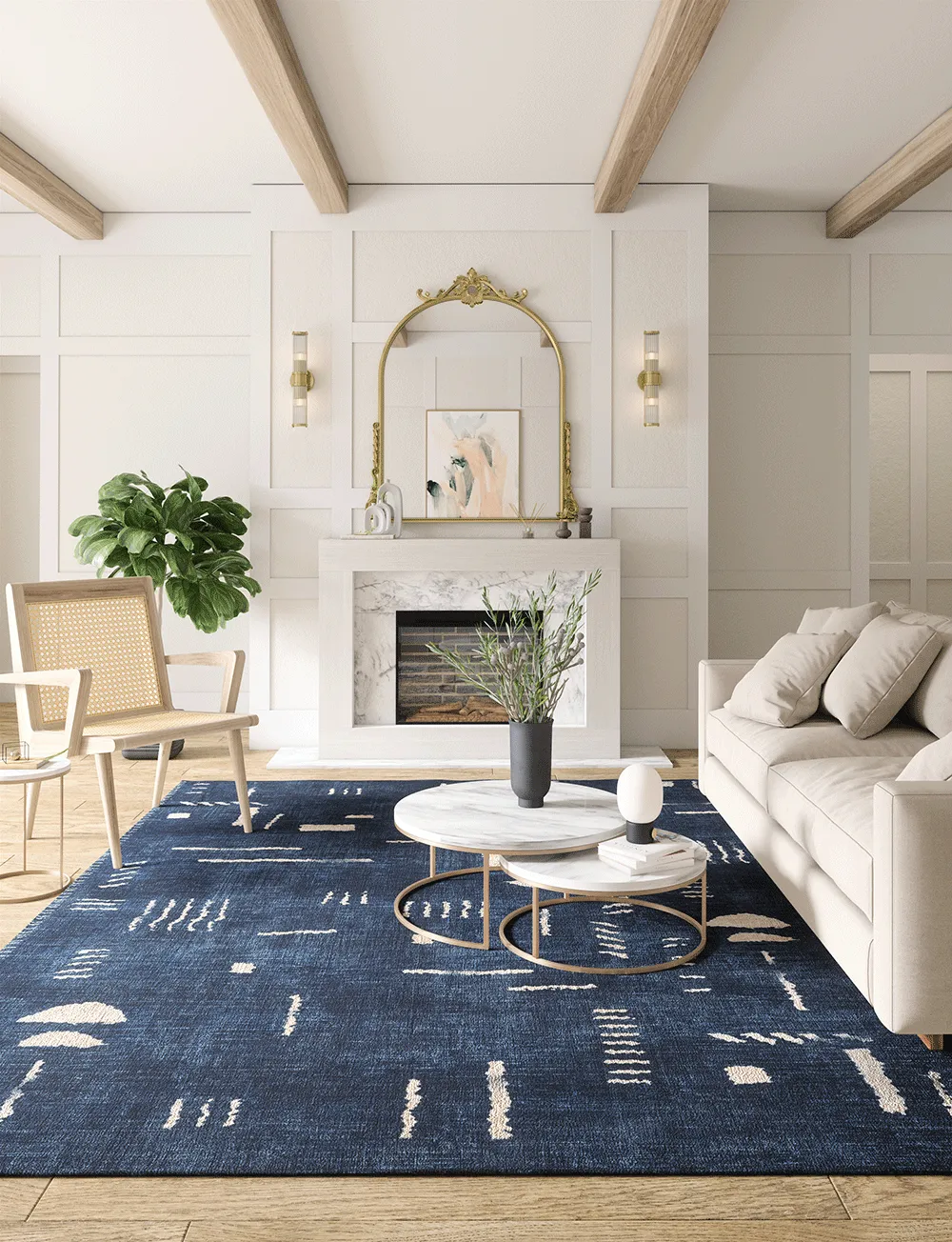 Jama Navy Blue Rug - Second Love