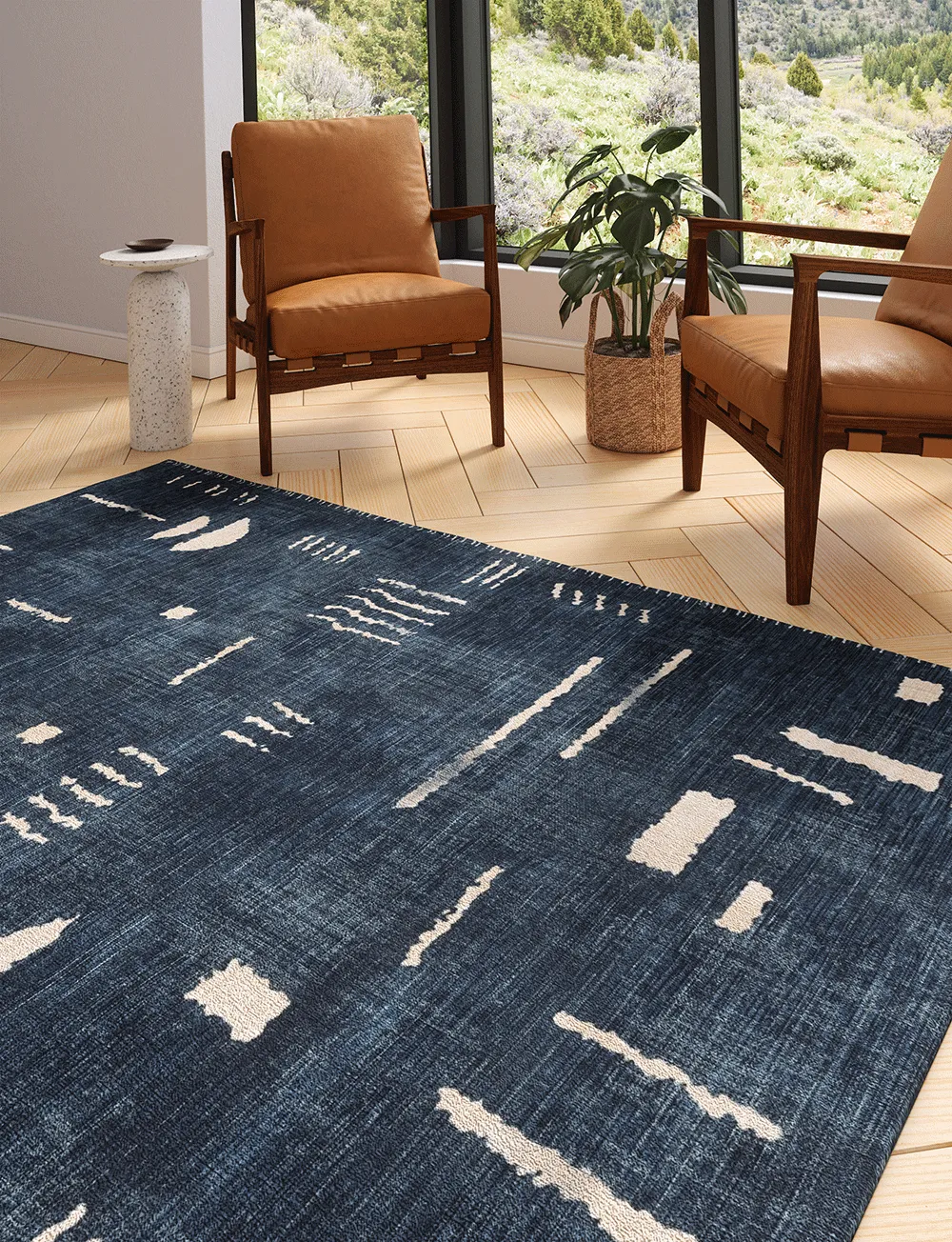 Jama Navy Blue Rug - Second Love