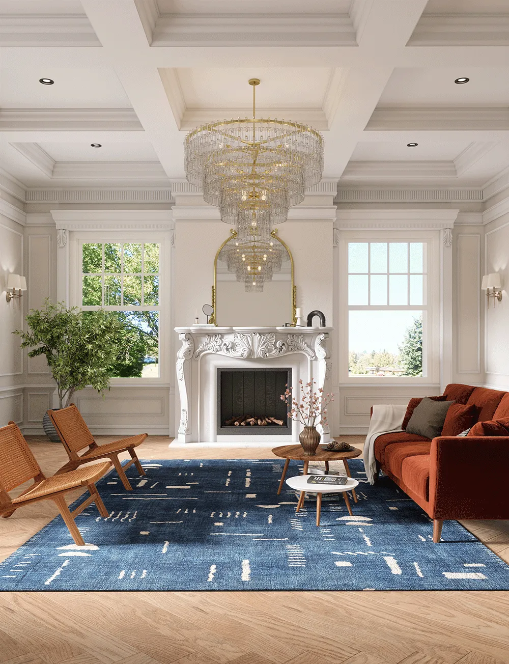 Jama Navy Blue Rug - Second Love