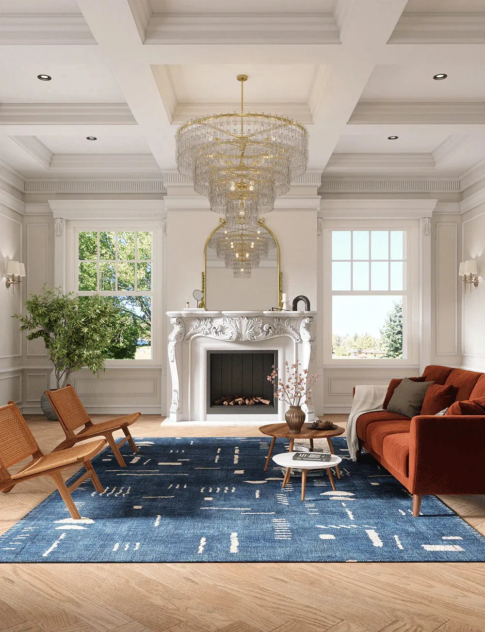 Jama Navy Blue Rug