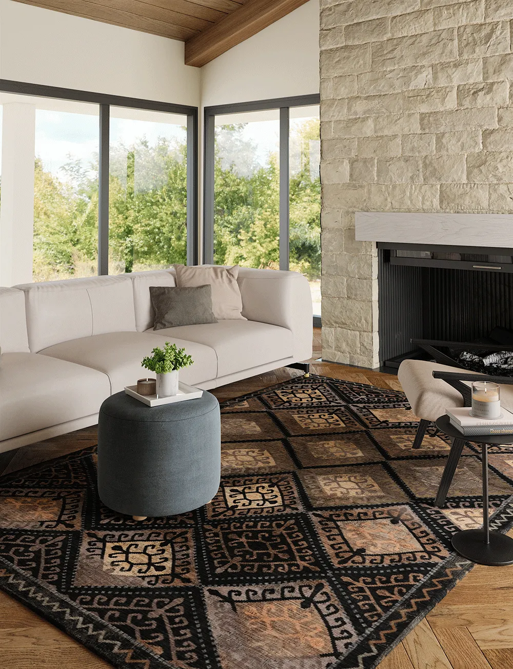 Kazna Black Beige Rug