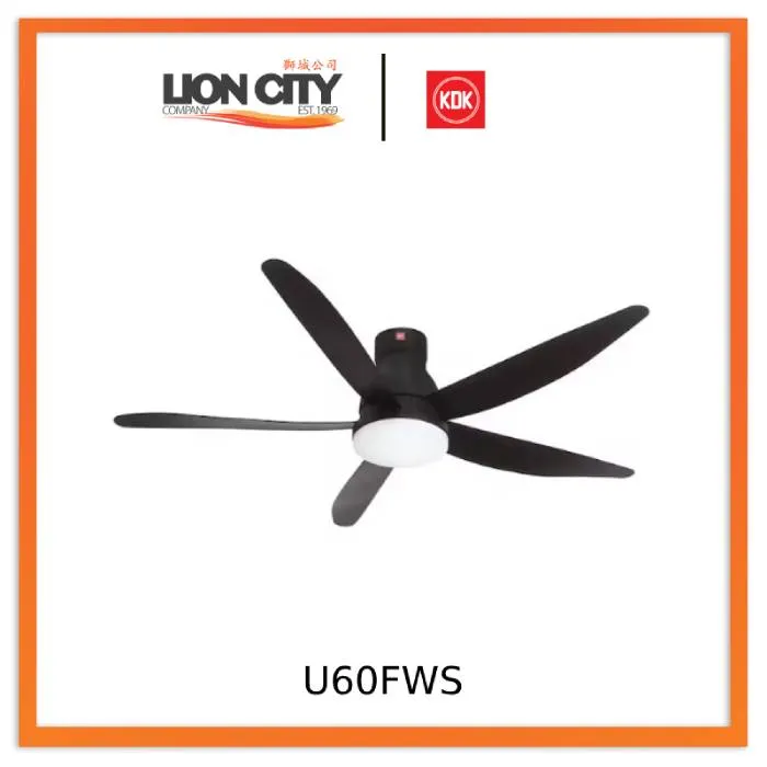 KDK U60FWS Black/White 150cm Ceiling Fan w/ Remote Control * Short Rod *