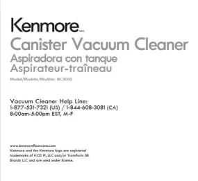 Kenmore Air Purifier User Manual Model-BC3005