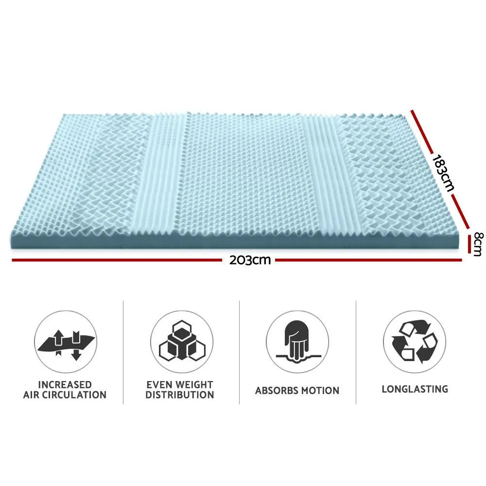 King Size | Cool Gel 7-zone Memory Foam Mattress Topper w/Bamboo Cover 8cm