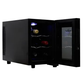 Koolatron 6 Bottle Wine Cooler, Black, Thermoelectric Wine Fridge, 0.65 cu. ft. (16L), Freestanding Wine Cellar, Red, White and Sparkling Wine Storage for Small Kitchen, Apartment, Condo, RV