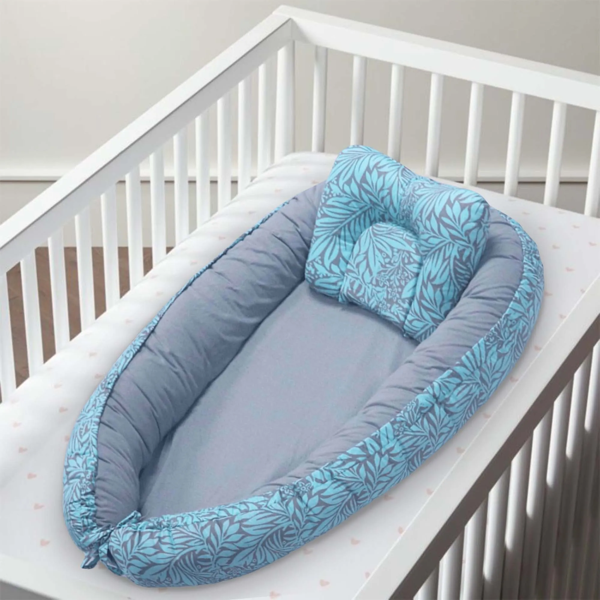 Kradyl Kroft Baby Boat Bed for Babies & Infants | Portable Baby Bedding Set with Pillow | Removable Covers | Double Side Baby Sleeping Bed | Baby Sleeping Pod (Tree of Life)