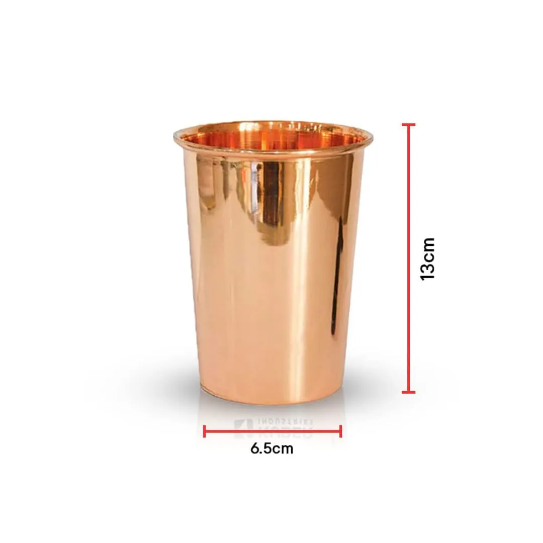 Kuber Industries 300 ml Pack of 4 Pure Copper Glass Cup for Water | Handcrafted Copper Water Tumbler | Peetal Drinking Water Glass | Serving Water Cup Set |Serving Water Glass for Yoga Or Ayurveda