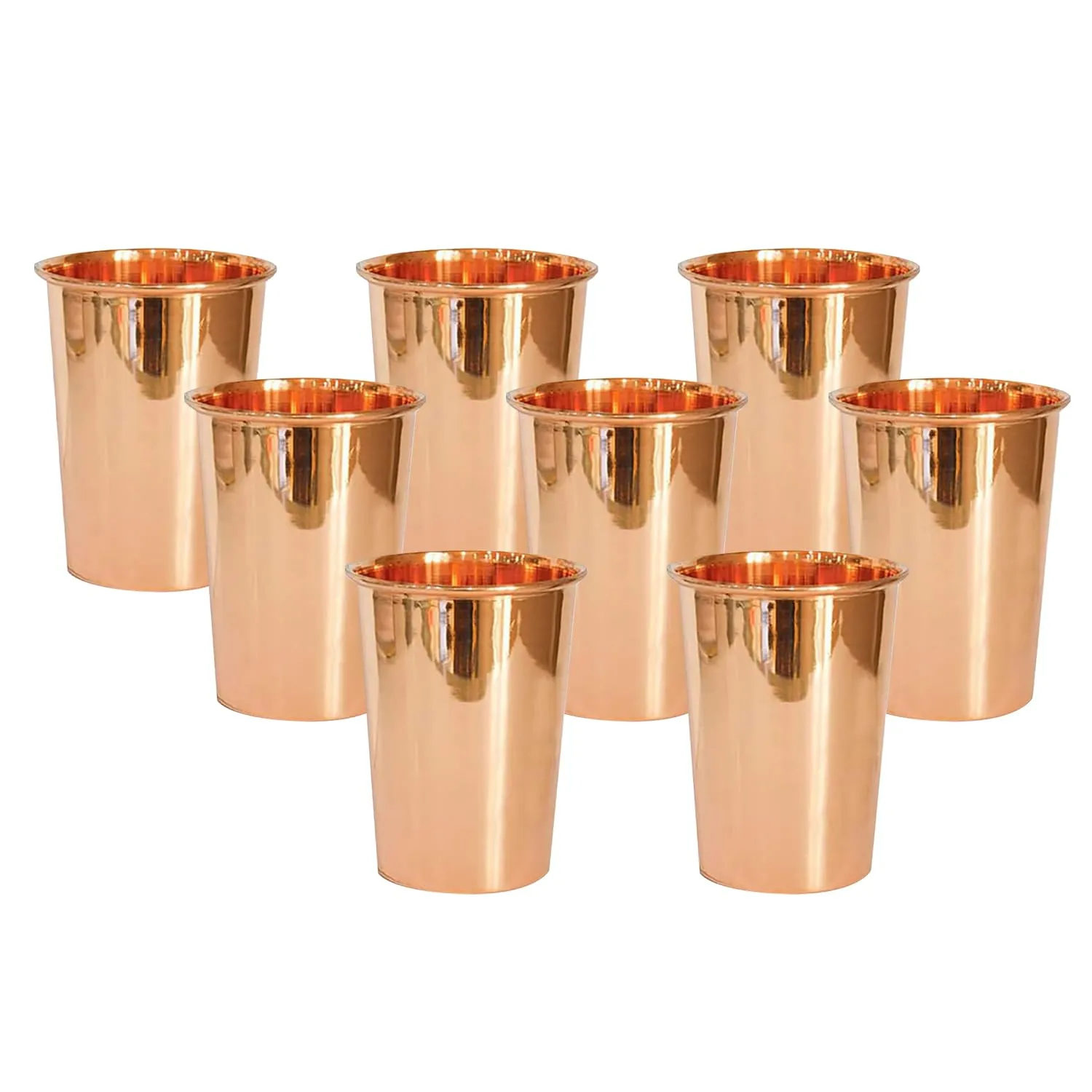 Kuber Industries 300 ml Pack of 4 Pure Copper Glass Cup for Water | Handcrafted Copper Water Tumbler | Peetal Drinking Water Glass | Serving Water Cup Set |Serving Water Glass for Yoga Or Ayurveda