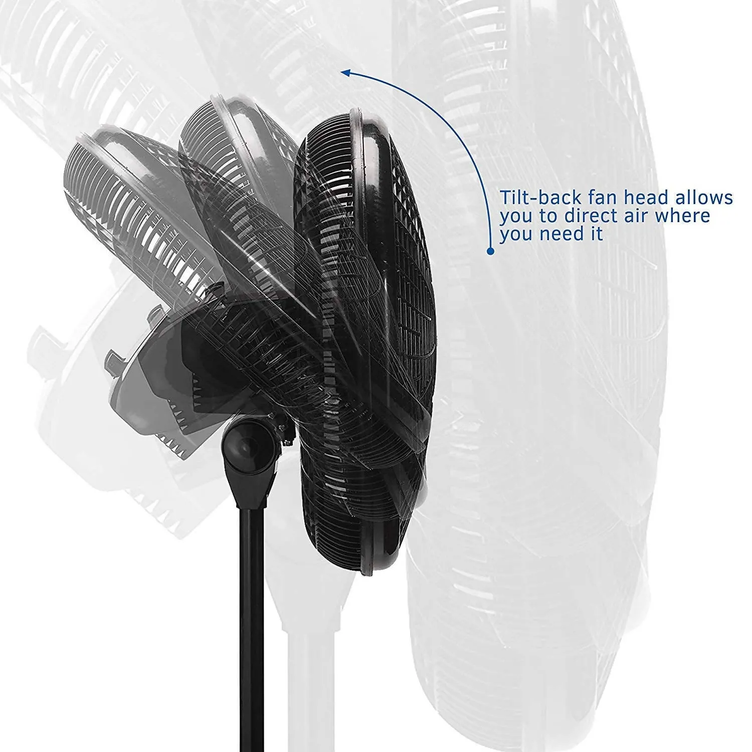 Lasko 18″ Elegance & Performance Adjustable Pedestal Fan, ideal for the bedroom, living room, or near your desk. Low, medium, and high speed make this fan well suited around the whole house. Black - 1827B